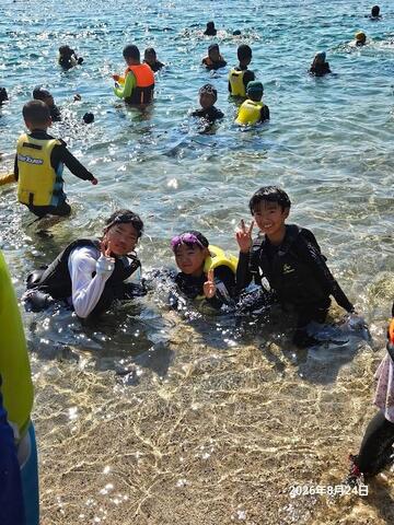 海の中で仲間と